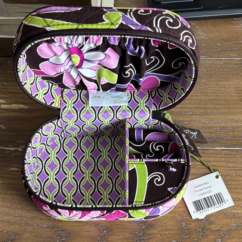 Vera Bradley Purple and Green Patterned Jewelry Box